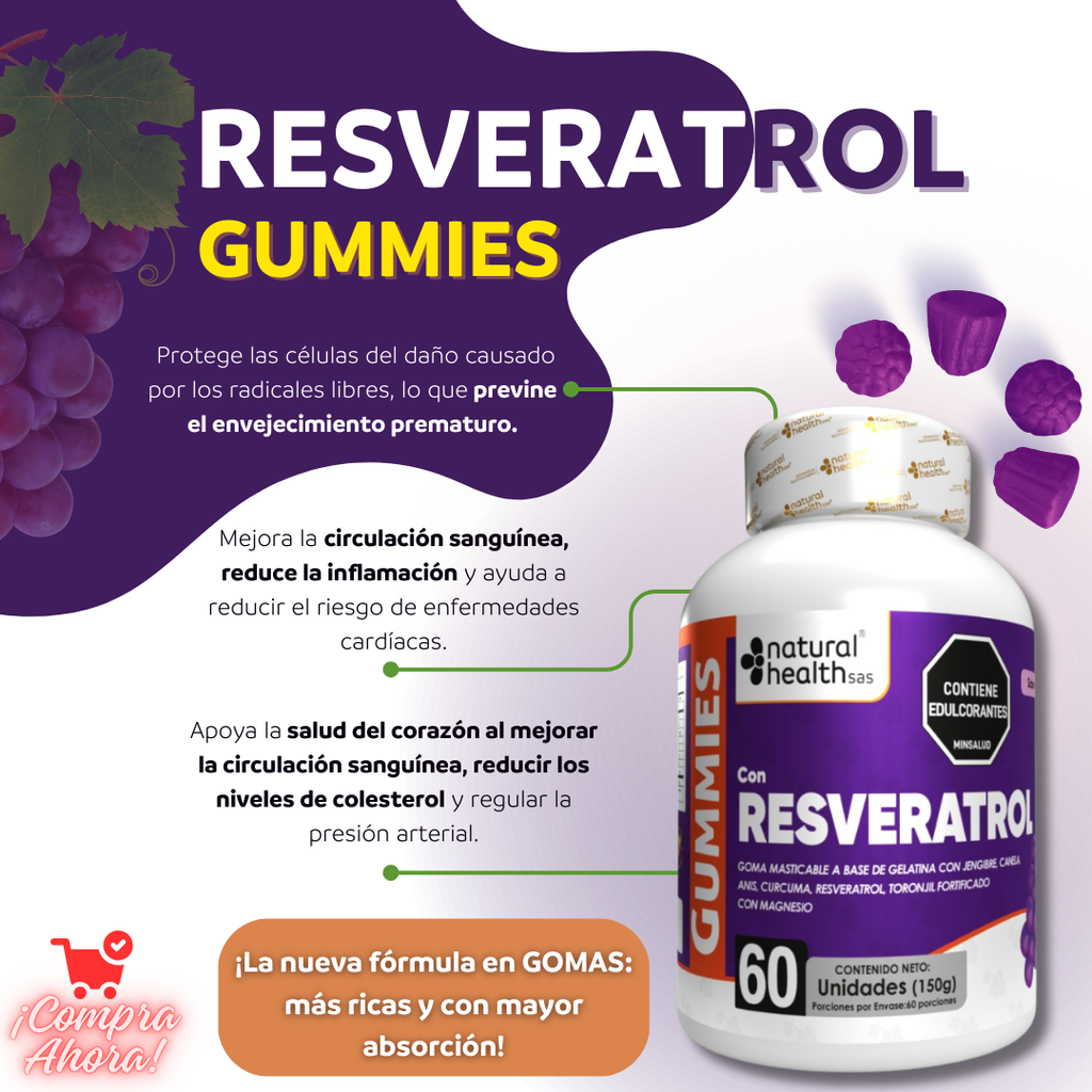 Gomitas de RESVERATROL X 60 CON INVIMA